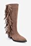 Orlo Earth Suede Genuine Leather Tasseled Women's Western Boots - 3