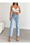 Women's Light Blue Studded Pocket Denim Clothing - 4