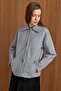 Short Fur Coat with Detachable Collar Light Gray 3158 - 6