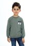 سويت شيرت Green Boy's Relax Fit Crew Neck خفيف الوزن ذو أكتاف منخفضة مطبوع - خيطين