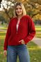 Women's Red Zippered Trendy Knit Cardigan