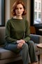 Women's Gray Regular Fit Spanish Sleeve Stretchy Knitted Blouse Sandy Woven for Casual Daily Use - 2