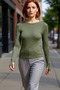 Women's Anthracite Viscose Striped Fitted Long Sleeve Basic Blouse Cool & Comfort Casual with Persona