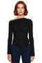 Women's Burgundy Draped Boat Neck Asymmetrical Stretchy Long Sleeve Knitted Blouse Ideal for Everyday Outfits - 3