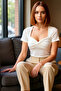 Fitted Body Fitting Heart Collar Short Sleeve Knitted Blouse Summer Casual Combination Comfortable Use - 2