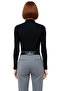 Women's Brown Gathered Mock Neck Crop Cut Long Sleeve Smart Basic Knitted Blouse for Winter Use - 4