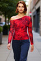 Women's Gray Lined Tulle Blouse Asymmetrical Collar Fitted Pattern Long Sleeve Regular Length New Season Fashion