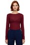 Women's Textured Seersucker Stretchy Knitted Blouse Crew Neck Long Sleeve Casual Daily Winter Comfortable Top - 3