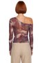 Women's Gray Lined Tulle Blouse Asymmetrical Collar Fitted Pattern Long Sleeve Regular Length New Season Fashion - 4