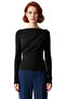 Women's Asymmetrical Neckline Gathered Bodycon Long Sleeve Knitted Quality Stylish Comfortable Modern Elegant - 3