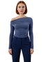 Women's Burgundy Asymmetrical Neckline Ruched Detail Fitted Long Sleeve Stretchy Knitted Blouse for Daily Use - 3
