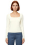 Women's Gray Square Neck Fitted Long Sleeve Cotton Blouse with Cool & Comfort Features for Daily Use - 3
