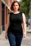 Women's Shoulder Lace-Up Body-Hugging Stretchy Textured Sleeveless Top Clothing Quality Stylish Comfortable
