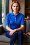 Women Corded Fabric Knitwear Polo Collar Short Sleeve Quality Stylish Comfortable Modern Elegant Casual - 2