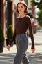 Women's Fitted Stretchy Knitted Blouse with Pool Collar, Standard Sleeves, Snap Detail, Winter Casual