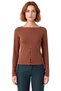 Women's Fitted Crew Neck Long Sleeve Button-Up Khaki Color Stretchy Woven Blouse for Casual Winter Fashion - 3
