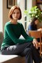 Women's Fitted Red Boat Neck Long Sleeve Stretch Fabric Combed Cotton Single Jersey Blouse Ideal for Everyday Outfits - 2