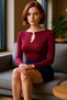 Women's Long Sleeve Keyhole Neckline Accessory Detail Fitted Knitted Quality - 2