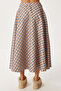 Checkered Midi Flared Skirt Lns0092 Cream Navy Blue - 6