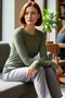 Women's Anthracite Viscose Striped Fitted Long Sleeve Basic Blouse Cool & Comfort Casual with Persona - 2
