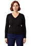 Women's V-Neck Polka Dot Pattern Ribbed Knit Knitted Top Plus Size Quality Stylish Comfortable Modern Elegant - 3