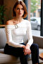 Women's Asymmetrical Collar Accessory Detail Fitted Long Sleeve Knitted Quality Stylish Comfortable Modern - 2