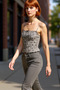 Leopard Printed Crop Blouse Thin Strap Knitted Basic Summer Stylish Appearance Special Design Quality Craftsmanship