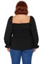 Women's Navy Blue Square Neck Gathered Sleeve Gipeli Woven Blouse A-Line Silhouette Crop Length Feminine Style - 4