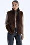 Brown Mock Neck Women's Plush Vest Mg2578 - 5