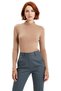 Women's White Fitted Bodycon Mock Neck Long Sleeve Stretchy Knitted Blouse Ideal for Everyday Wear - 3