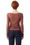 Women's Fitted Viscose Ribbed Boat Neck Low Sleeve Ruched Detail Long Sleeve Knitted Blouse for Daily Wear - 4
