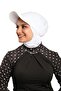 وشاح تيسيتير عملي جاهز للارتداء باللون الأبيض مع قبعة مدمجة من الفيسكون سادة 2513_42 - 2