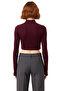 Women's Mock Neck Zippered Long Sleeve Fitted Knitted Crop Quality Stylish Comfortable Modern Elegant - 4