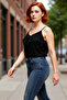 Women's Plus Size V-Neck Thin Strap Woven Flounce Blouse Ideal for Casual Cool Comfort Style