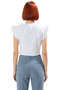 Women's V-Neck Tie Detail Short Sleeve Woven Blouse Quality Stylish Comfortable Modern Elegant Casual - 4