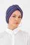 Purple Crossed Gathered Hijab Bonnet Fukuro Pleated 2512_22 - 2