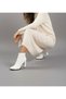 Non-Slip Sole White Color Faux Leather Thick Heeled Boots (9 cm) - 3