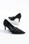 Arteta Women's Buckle Stiletto Heeled Shoes Black Satin - 3
