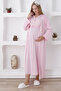 Long Sleeve Maternity Nightgown & Robe Set / Lace Trimmed Bust and Buttons / Slippers and Crown Gift - 5