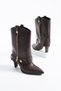Uche Women's Buckle Detailed Heeled Boots Brown - 4