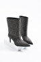 Crista Women's Daily Heeled Boots Gray Snake - 4