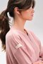 Women's Long Sleeve Zippered Pocket Elastic Leg Pink Fleece Tracksuit Set C6T2N1 - 3