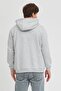 Men's Gray Melange Standard Fit Regular Cut Fleece Inside 3 Thread Hooded Cotton Sweatshirt - 5
