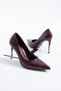Amanda Women's Daily Stiletto Heeled Shoes Burgundy Crocodile - 3