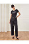 Women Black Printed Rib T-Shirt - 2