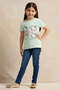 تي شيرت بناتي بطبعة هالو كيتي باللون النعناعي - 2