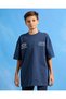 Senior Boys Blue Printed Oversize T-Shirt