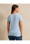 Women Blue Short Sleeve V Neck T-Shirt - 3