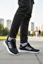 Black and White Lace-Up Lightweight Flexible Men's Sports Shoes Nereus m