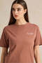 Women Taupe Oversize Printed T-Shirt - 4